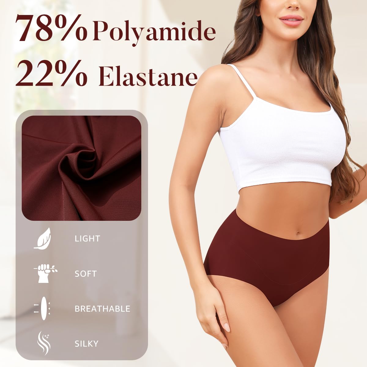 LEVAO Womens High Waist Seamless Underwear Full Coverage Breifs No Show Ladies Panties 6 Pack S-XXL