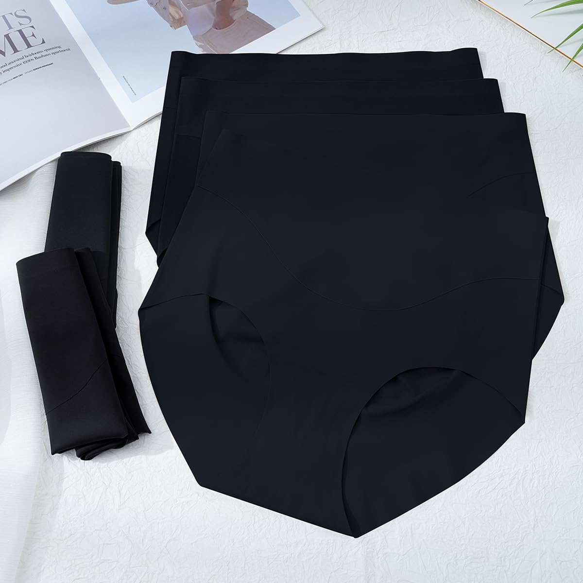 LEVAO Womens High Waist Seamless Underwear Full Coverage Breifs No Show Ladies Panties 6 Pack S-XXL
