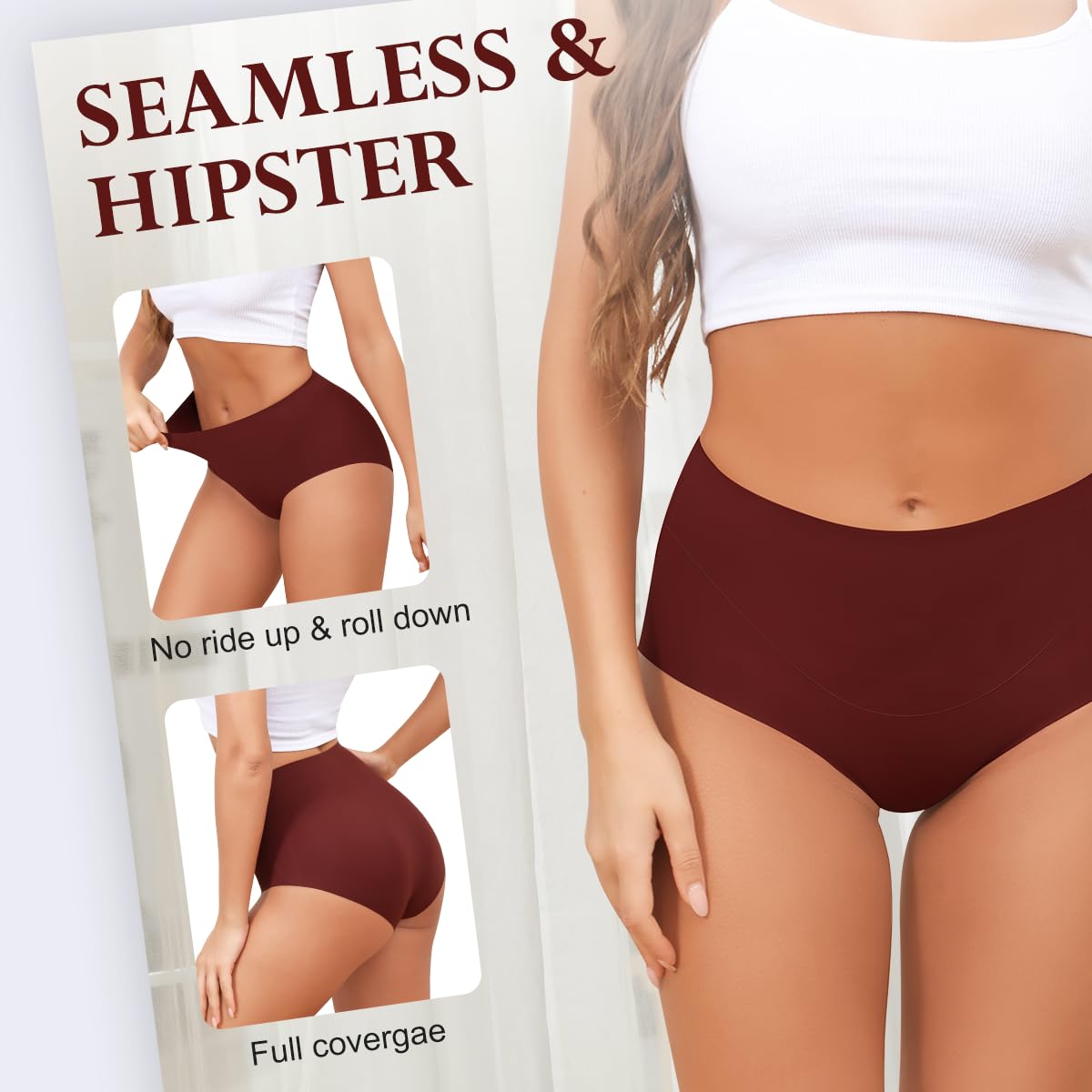 LEVAO Womens High Waist Seamless Underwear Full Coverage Breifs No Show Ladies Panties 6 Pack S-XXL