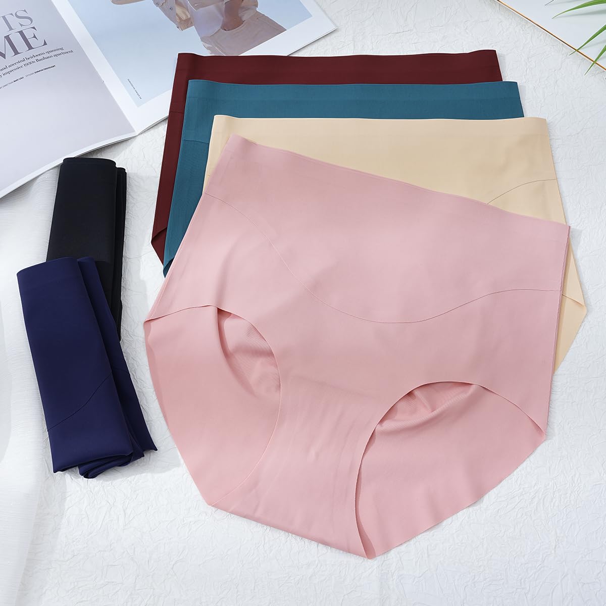 LEVAO Womens High Waist Seamless Underwear Full Coverage Breifs No Show Ladies Panties 6 Pack S-XXL