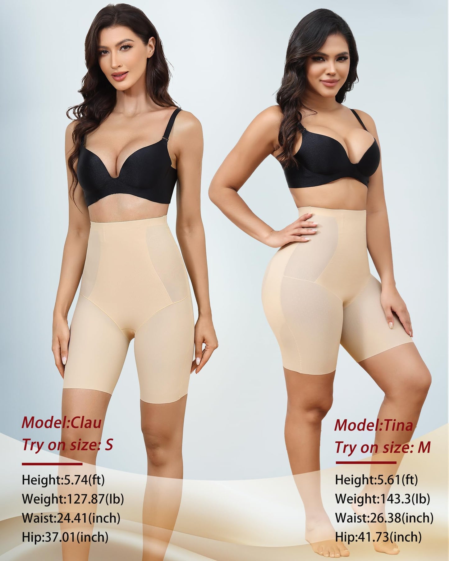 LEVAO High Waisted Tummy Control Shorts for Women Shapewear with Steel Bones, Seamless Body Shaper Panties Anti-Roll Down