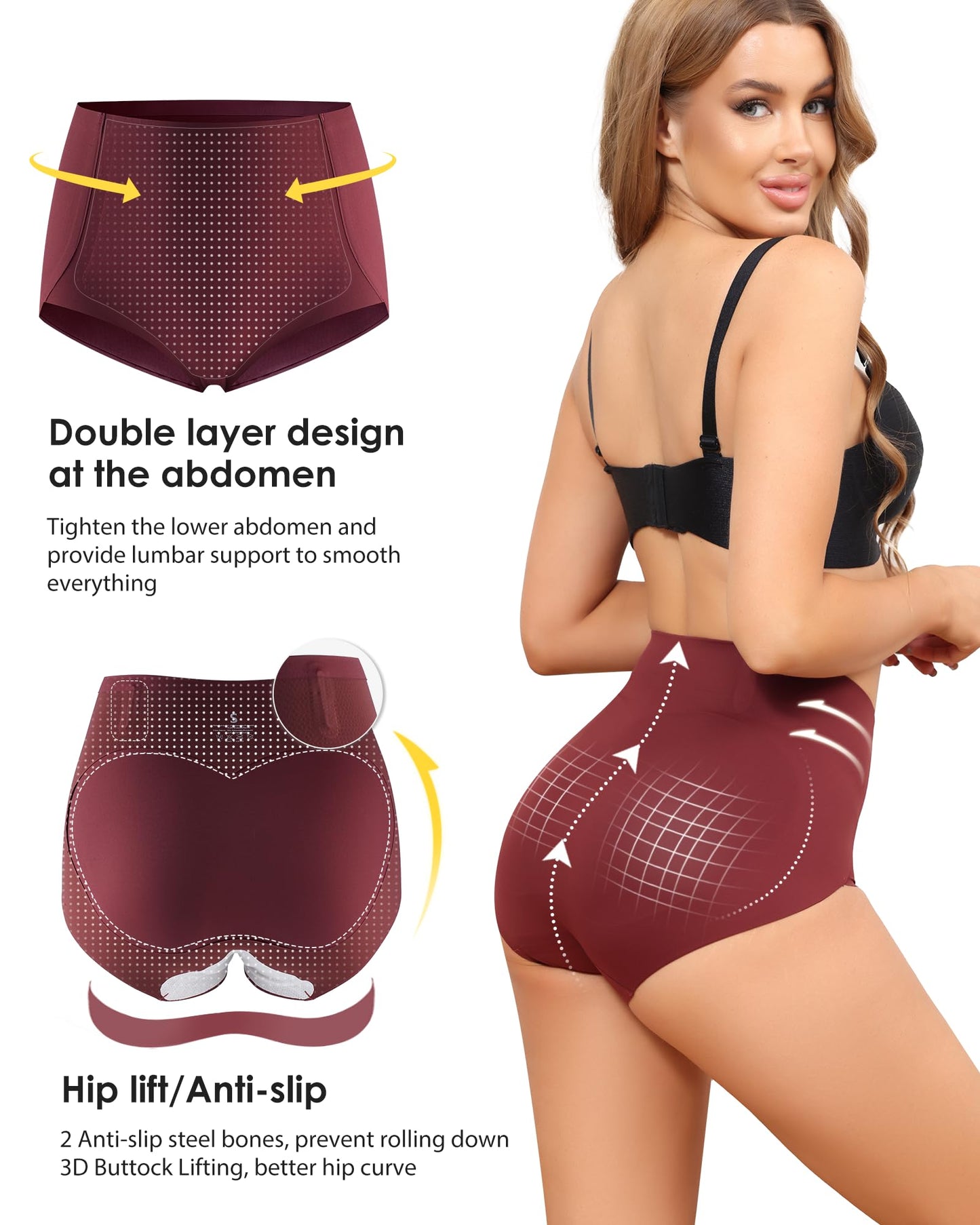 LEVAO Women Tummy Control Underwear, High Waisted Seamless Panties No Show Postpartum Briefs 4 Pack S-3XL