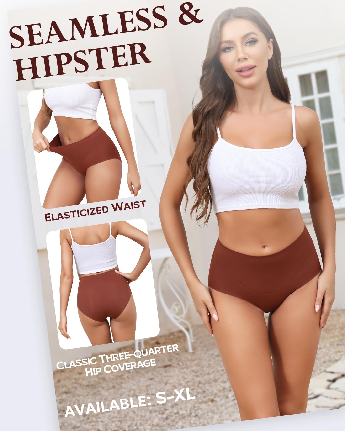 LEVAO Womens High Waist Seamless Underwear Full Coverage Breifs No Show Ladies Panties 6 Pack S-XXL