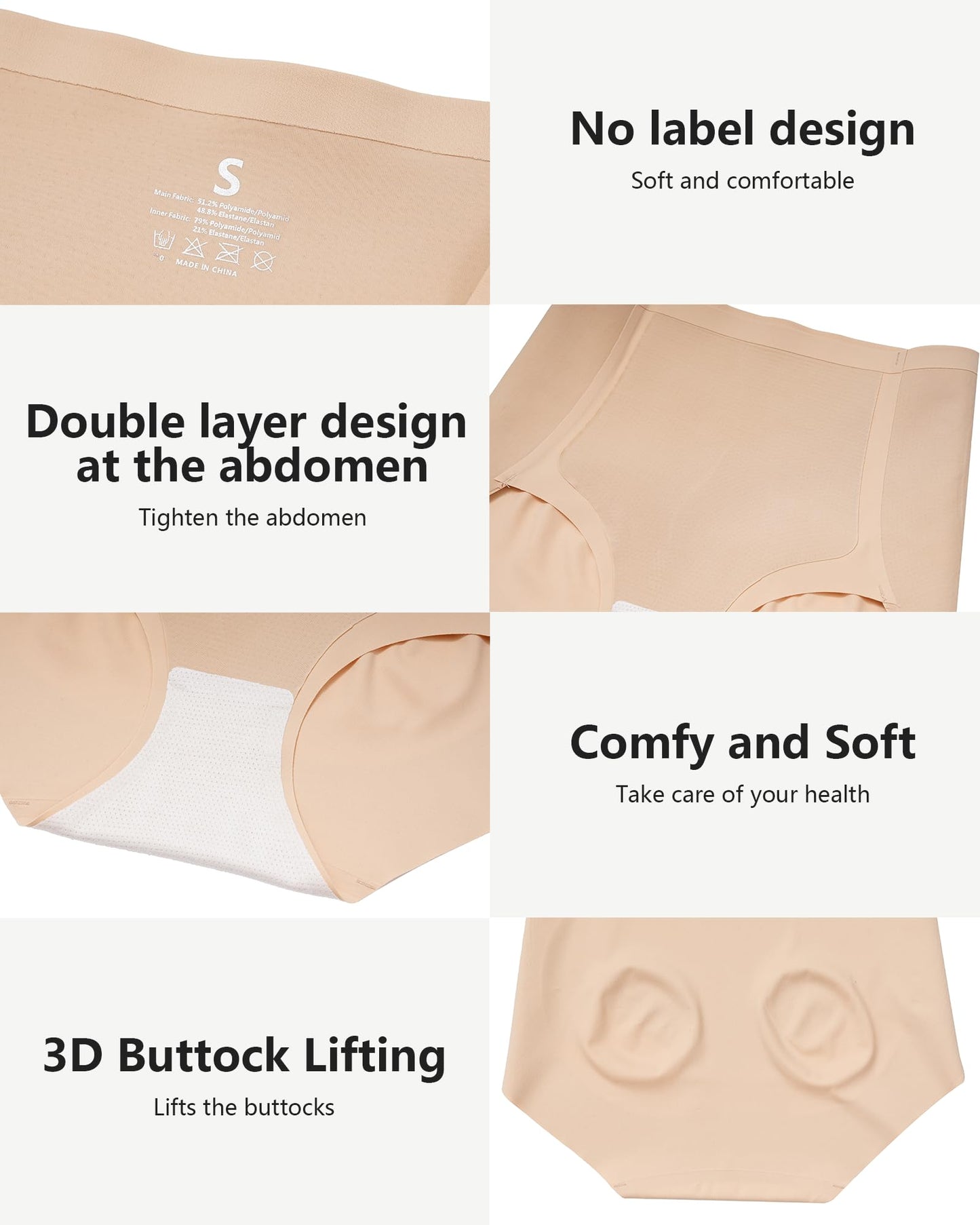 LEVAO Women Tummy Control Underwear, High Waisted Seamless Panties No Show Postpartum Briefs 4 Pack S-3XL