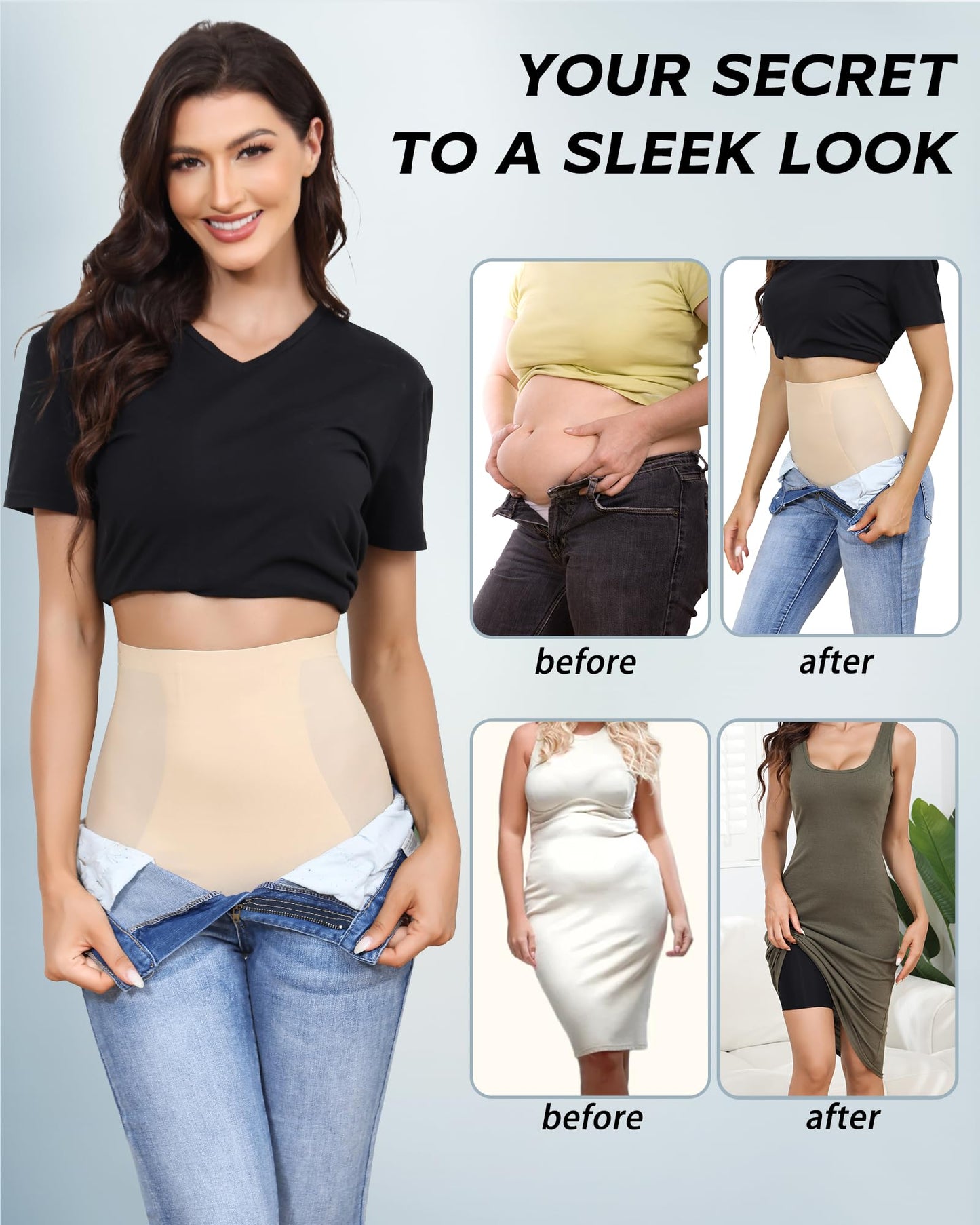 LEVAO High Waisted Tummy Control Shorts for Women Shapewear with Steel Bones, Seamless Body Shaper Panties Anti-Roll Down