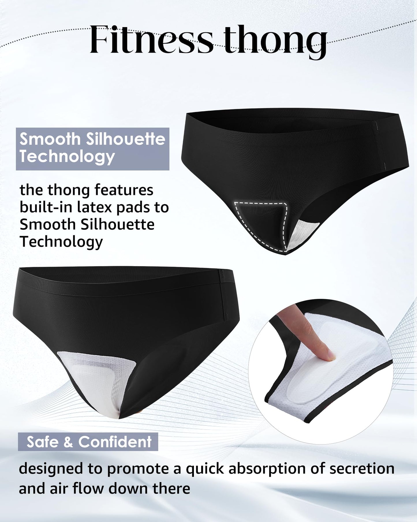 LEVAO Seamless Thongs for Women-Low Waist Invisible G-string No Show Thong Panty Liners Workout Panties S-XL
