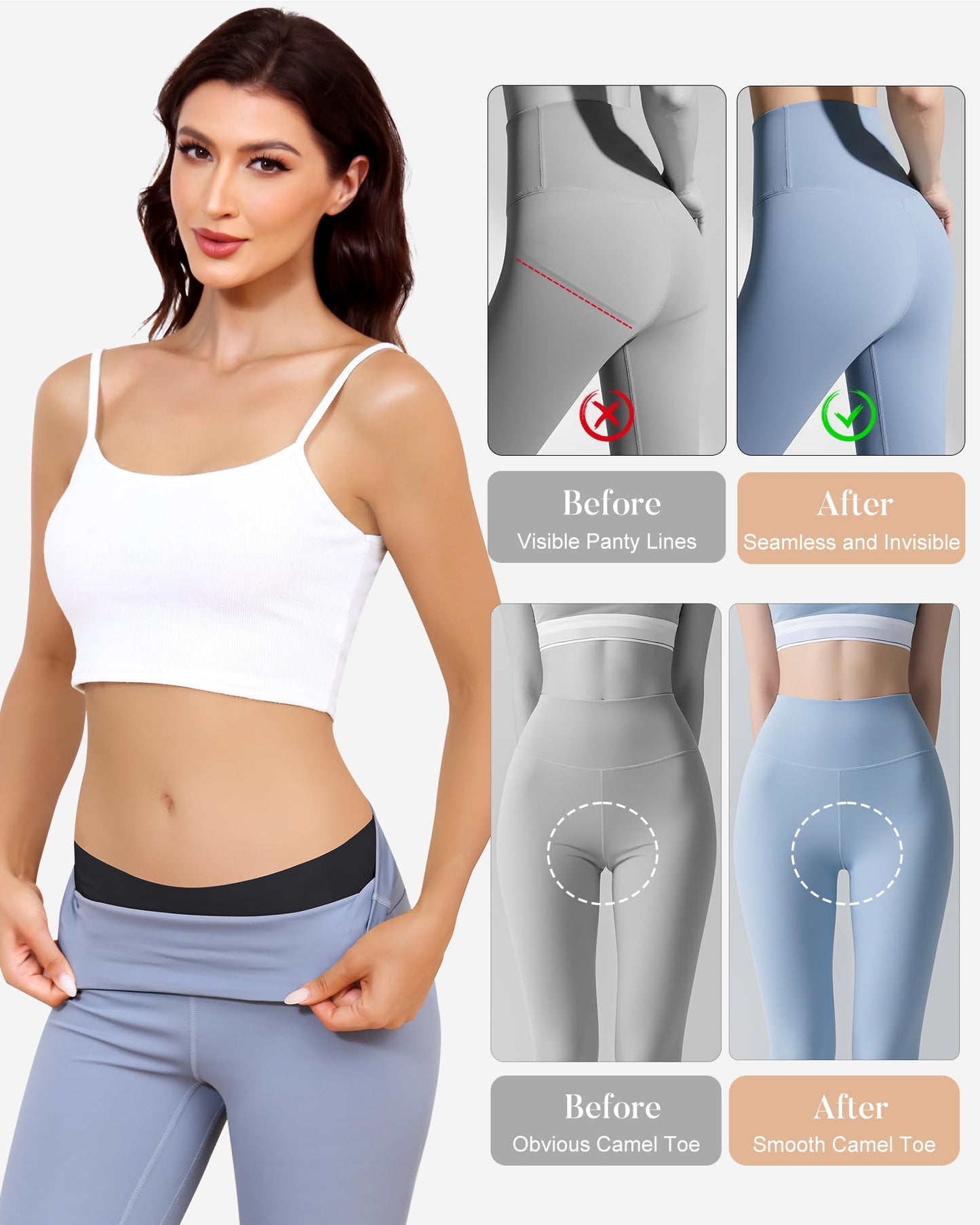 LEVAO Camel Proof Underwear for Women Seamless Underwear with Camel Concealer Toe No Show Yoga Bikini Workout Panties S-XXL