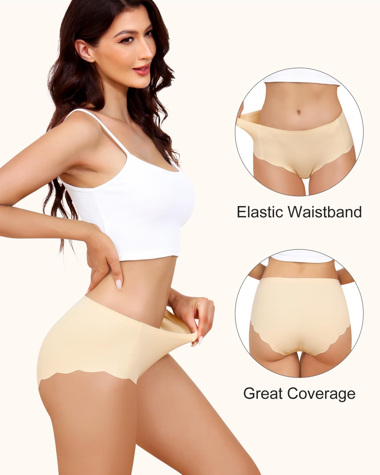LEVAO Camel Proof Underwear for Women Seamless Underwear with Camel Concealer Toe No Show Yoga Bikini Workout Panties S-XXL