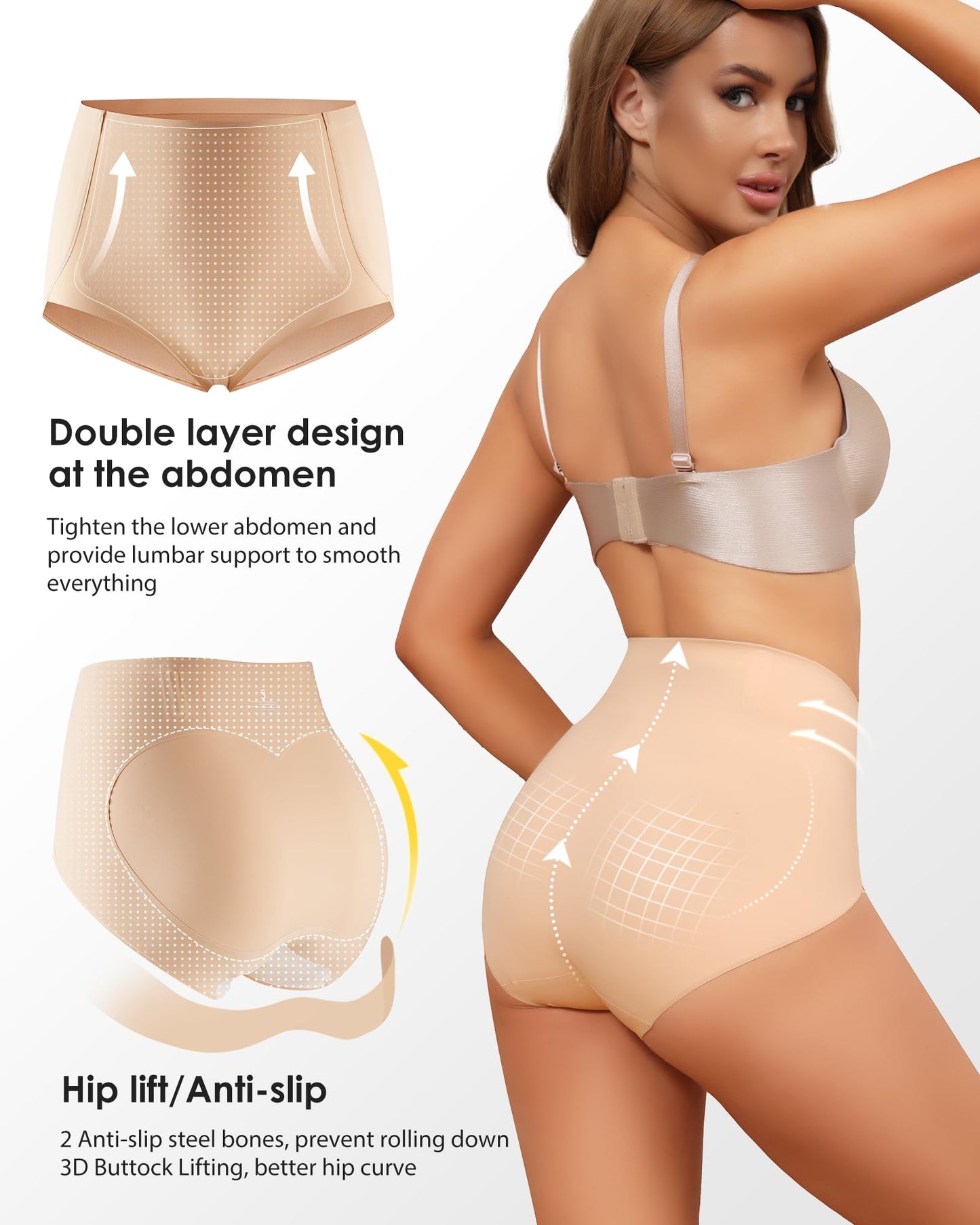 LEVAO Women Tummy Control Underwear, High Waisted Seamless Panties No Show Postpartum Briefs 4 Pack S-3XL