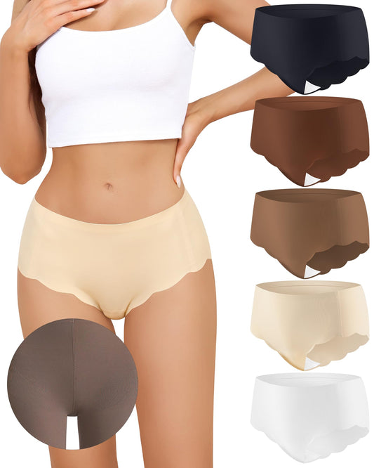 LEVAO Camel Proof Underwear for Women Seamless Underwear with Camel Concealer Toe No Show Yoga Bikini Workout Panties S-XXL