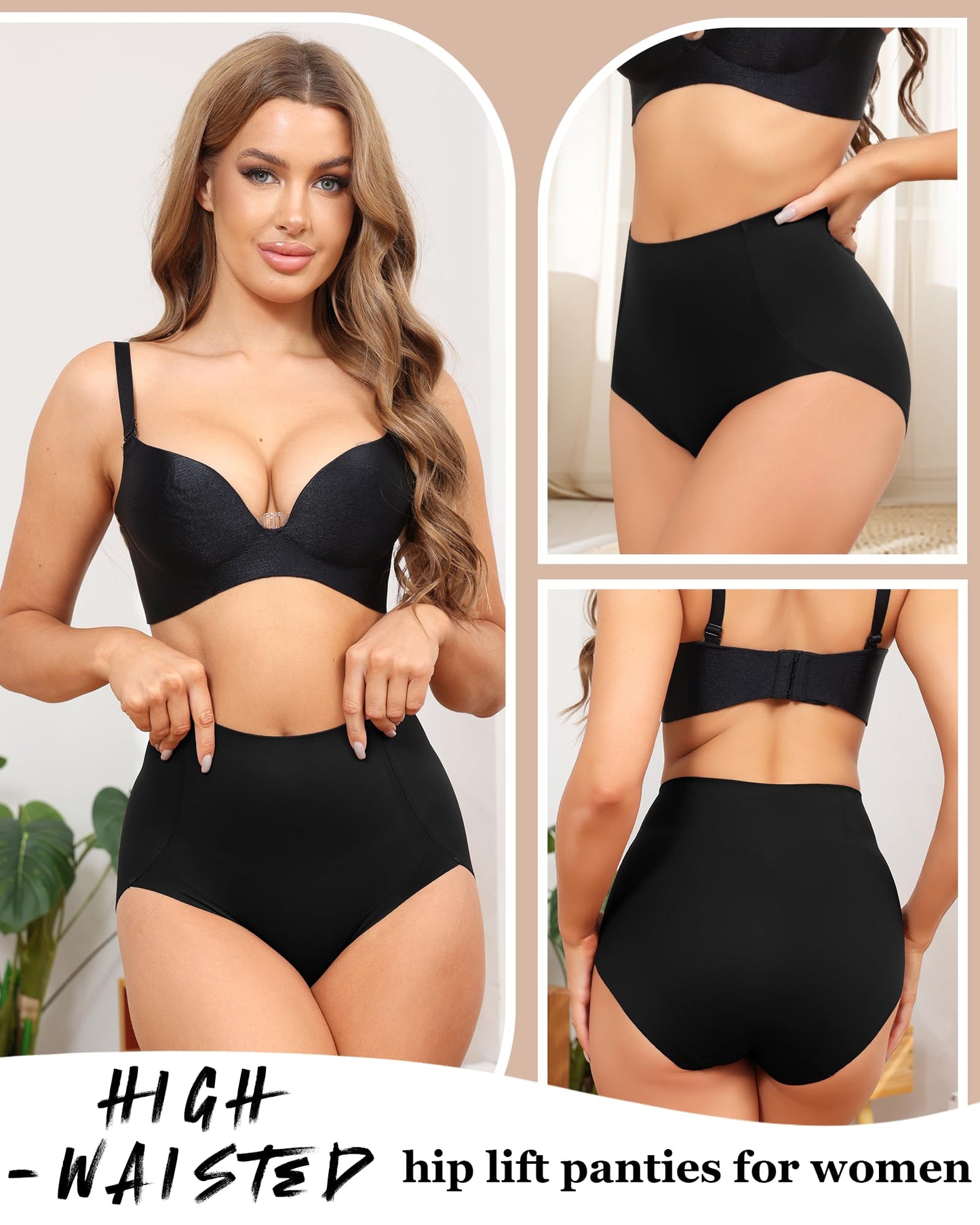 LEVAO Women Tummy Control Underwear, High Waisted Seamless Panties No Show Postpartum Briefs 4 Pack S-3XL
