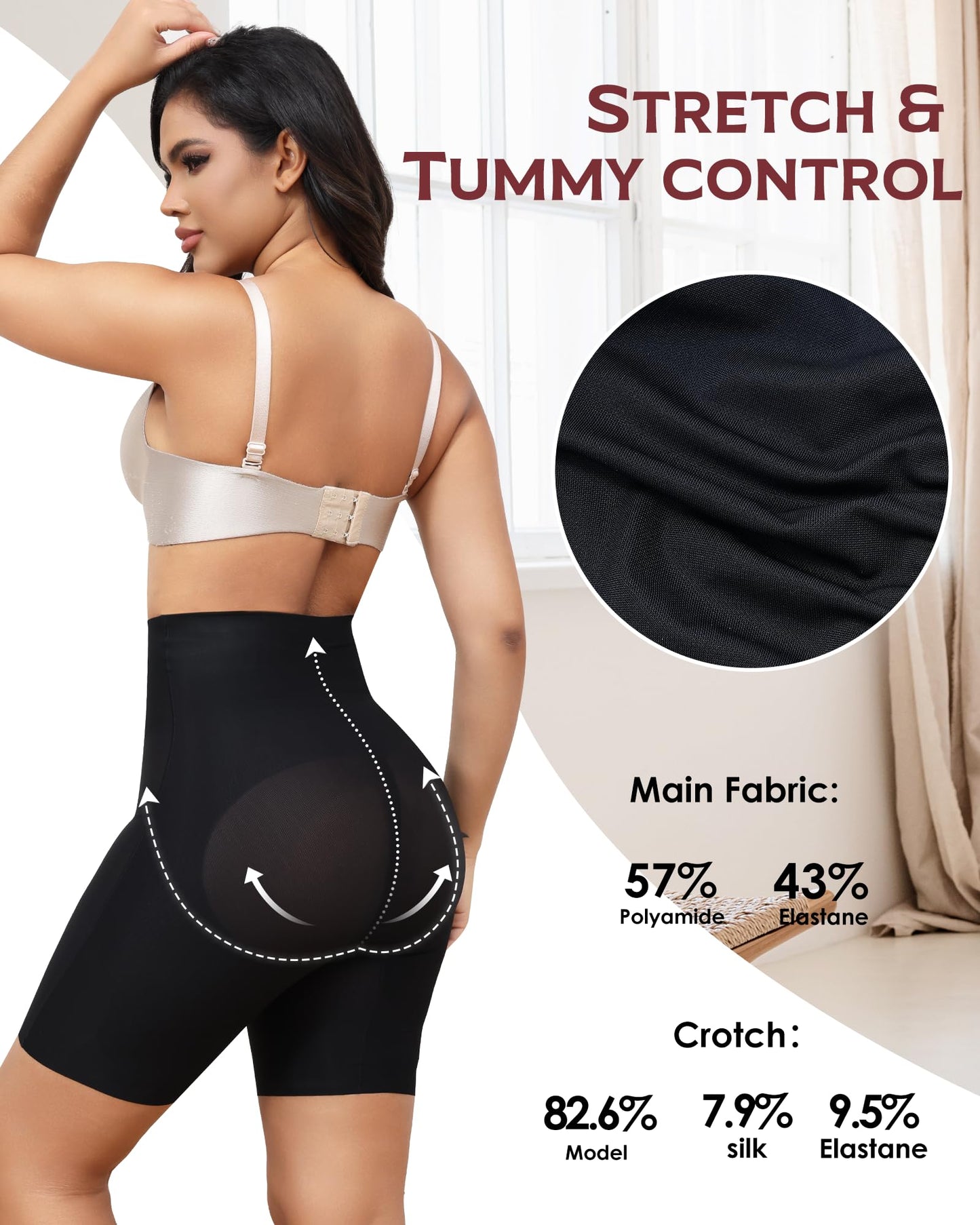 LEVAO High Waisted Tummy Control Shorts for Women Shapewear with Steel Bones, Seamless Body Shaper Panties Anti-Roll Down