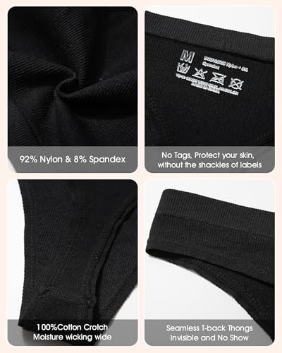 Seamless Thongs for Women No Show Thong Panties Stretch Soft T-Back
