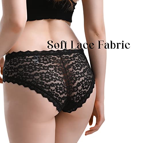 LEVAO Womens Bikini Panties Underwear Lace Hipster Seamless Sexy Hi Cuts Pack 6