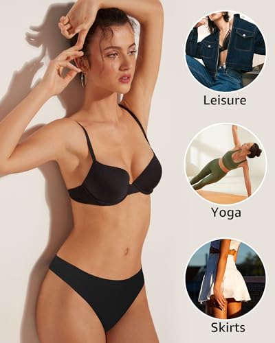 Seamless Thongs for Women No Show Thong Panties Stretch Soft T-Back