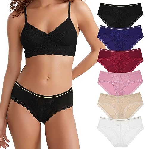 LEVAO Womens Underwear Sexy Lace Bikini Panties Silky Invisible Hipster