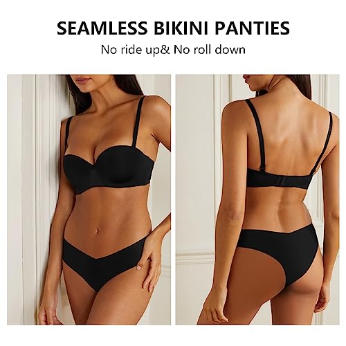 LEVAO Seamless Underwear Women Sexy Invisible No Show Cheeky Bikini Panties V-shaped