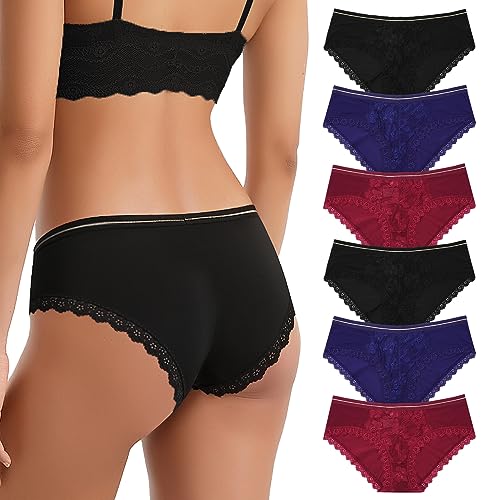 LEVAO Womens Underwear Sexy Lace Bikini Panties Silky Invisible Hipster