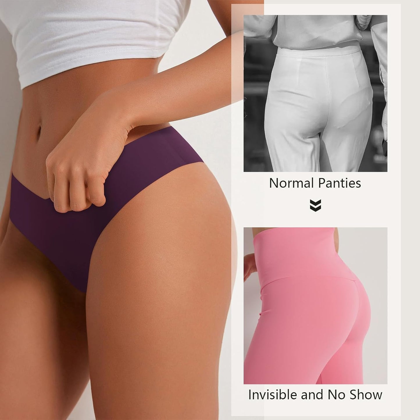 LEVAO Seamless Underwear Women Sexy Invisible No Show Cheeky Bikini Panties V-shaped