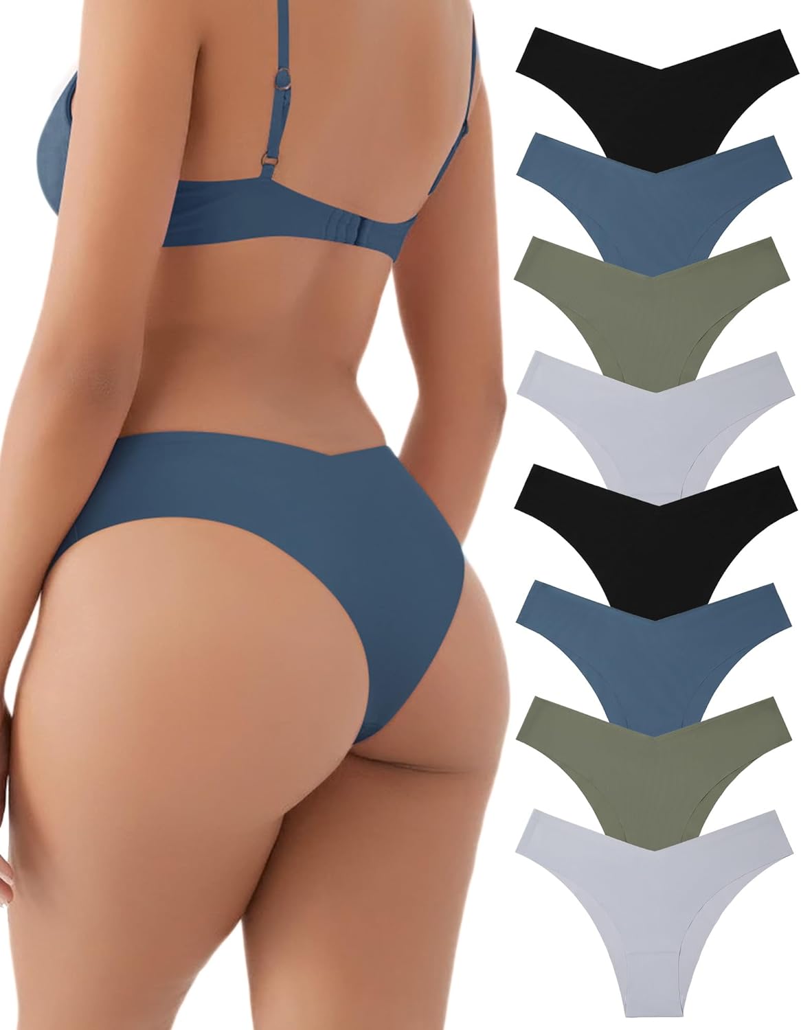 LEVAO Seamless Underwear Women Sexy Invisible No Show Cheeky Bikini Panties V-shaped