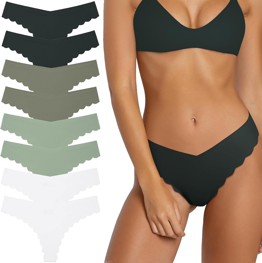 Sexy V-waisted Wavy Sides G-String Panties 7 Pack-Seamless Thongs for Women