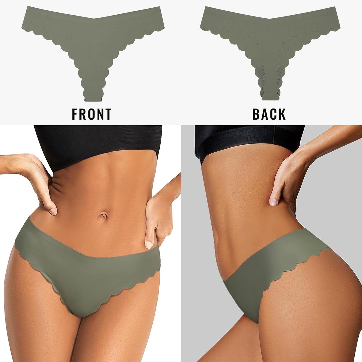 Sexy V-waisted Wavy Sides G-String Panties 7 Pack-Seamless Thongs for Women
