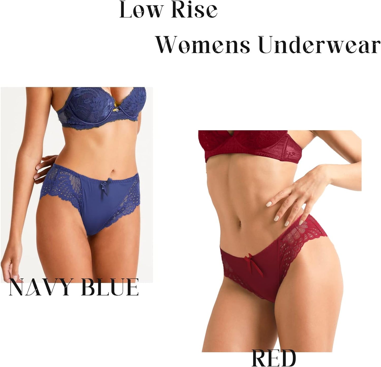Cheeky Underwear for Women, Soft Stretch Briefs Low Rise Lace Bikini Panties