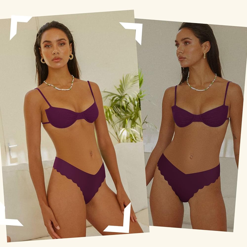 Sexy V-waisted Wavy Sides G-String Panties 7 Pack-Seamless Thongs for Women