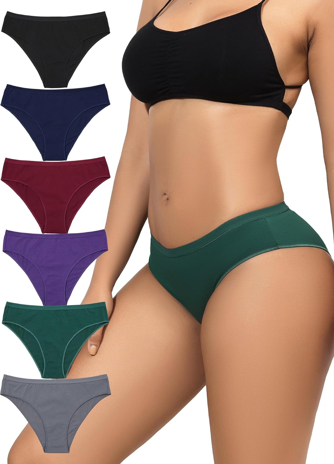 Womens Cheeky Underwear Cotton Bikini Panties Half Back Coverage Panty