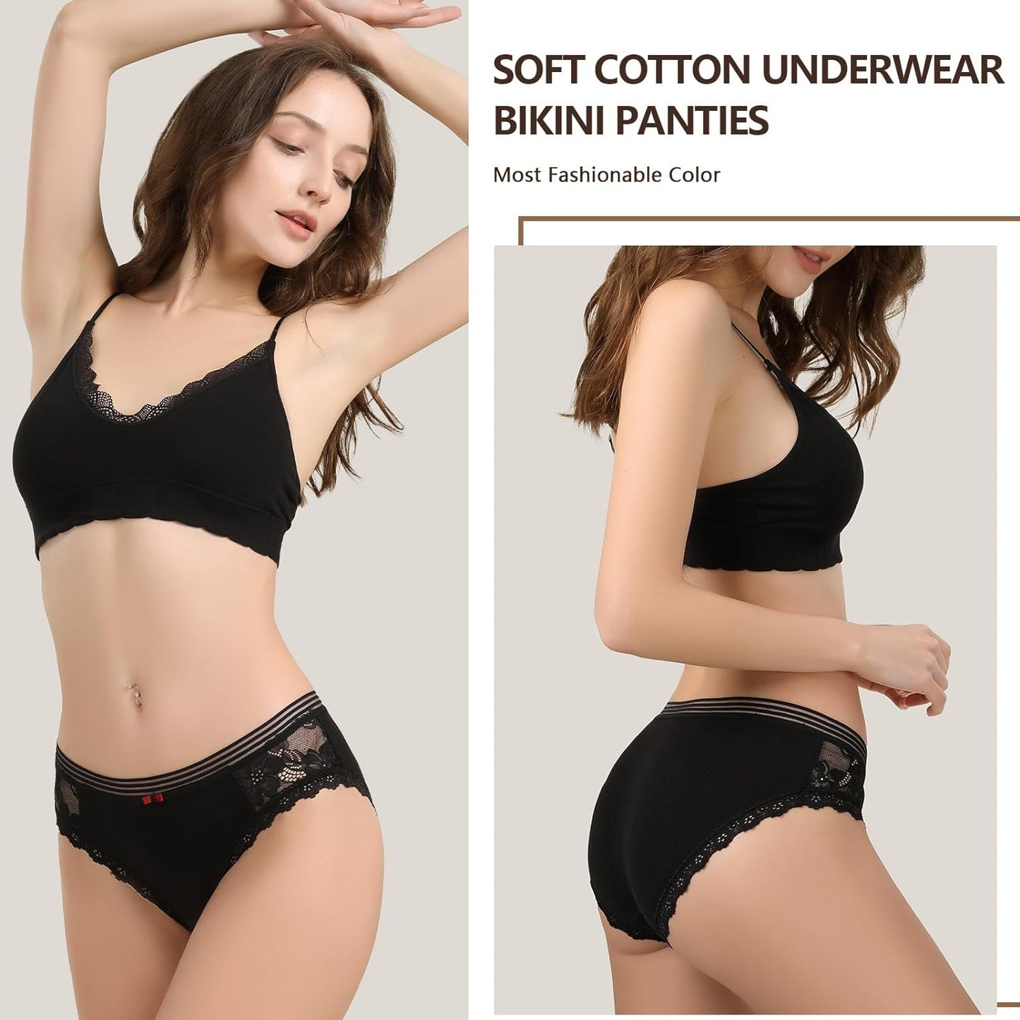 Cotton Underwear Women's Bikini Panties Breathable Hipster Stretch Full Briefs