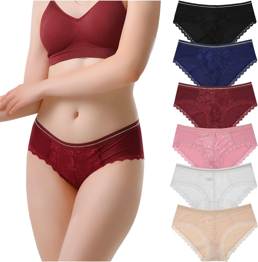 Cheeky Underwear for Women, Soft Stretch Briefs Low Rise Lace Bikini Panties