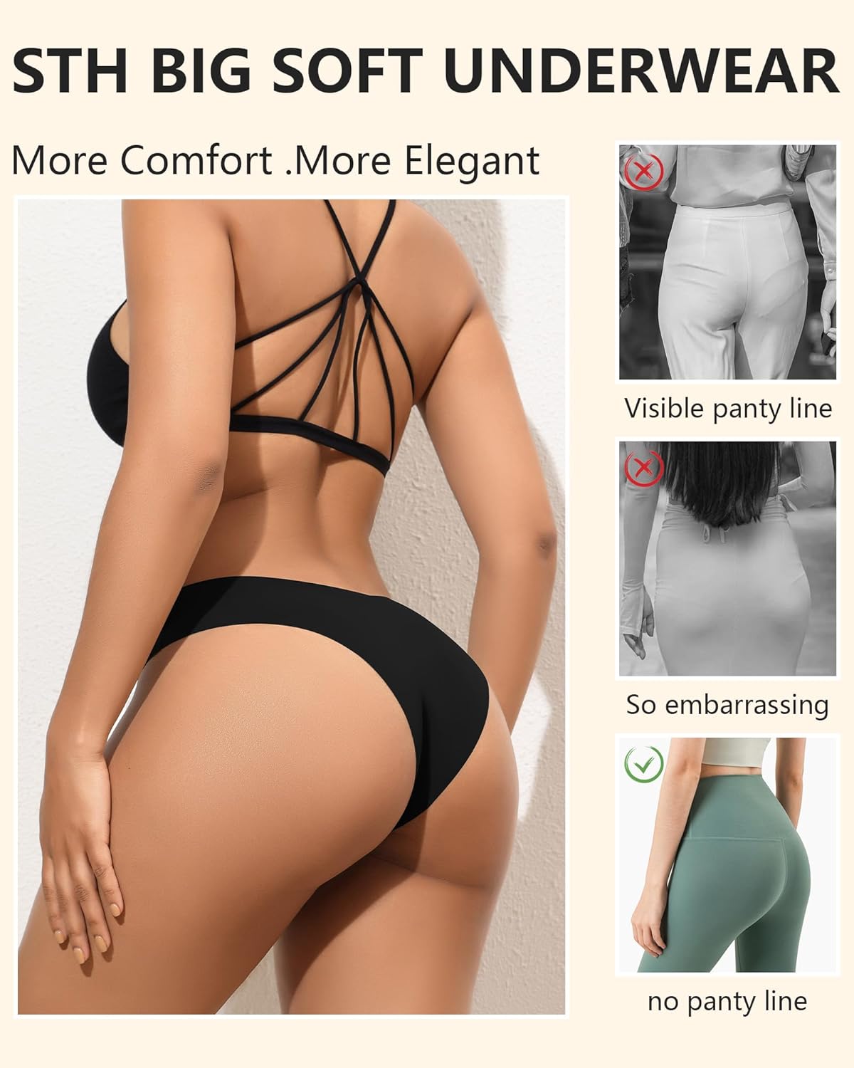 LEVAO Seamless Cheeky Underwear for Women Sexy No Show Panties