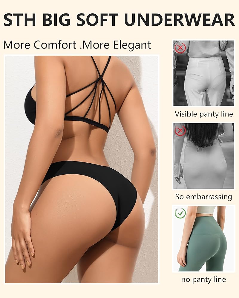 LEVAO Seamless Cheeky Underwear for Women Sexy No Show Panties