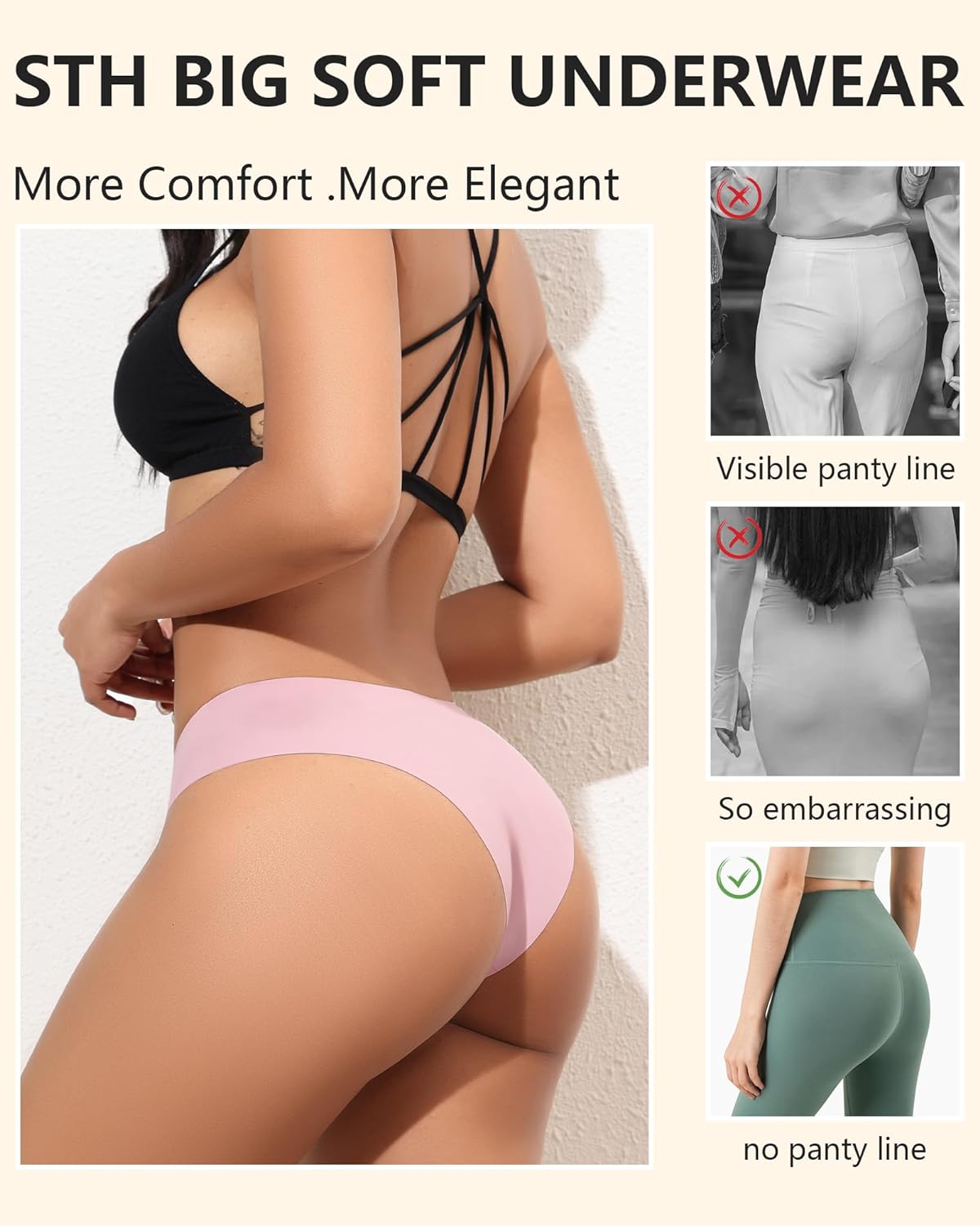 LEVAO Seamless Cheeky Underwear for Women Sexy No Show Panties