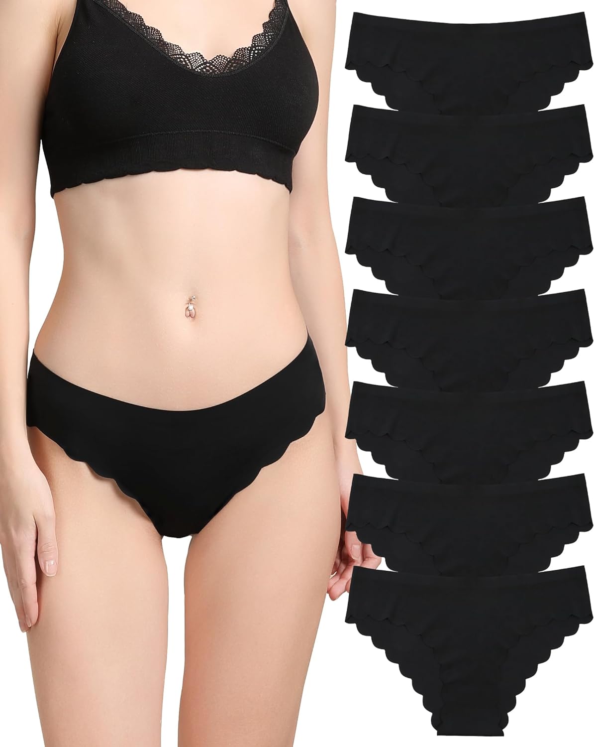 Ice Silk Bikini Panties Breathable Hipster Wavy Sides Invisibles Underwear