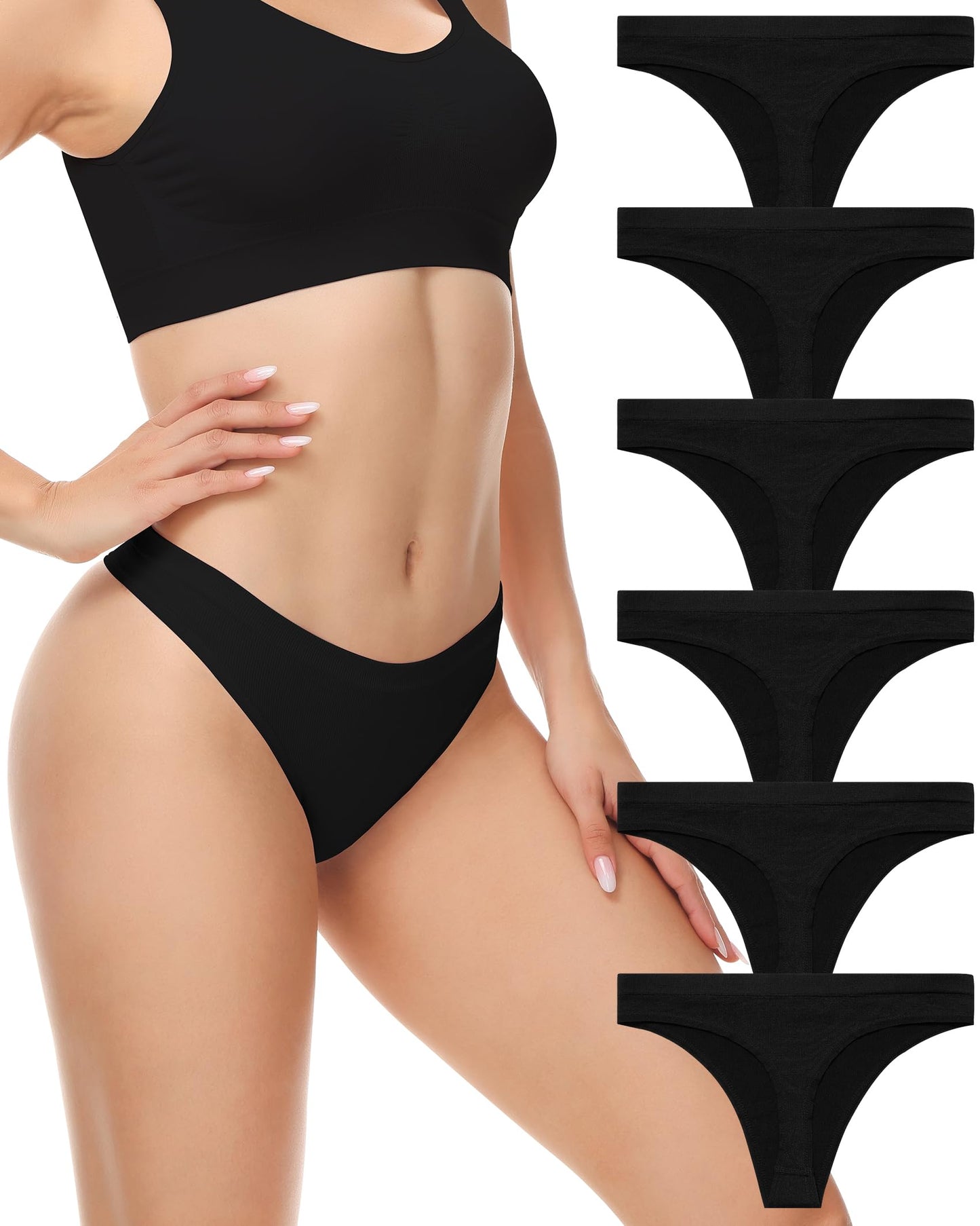 Seamless Thongs for Women No Show Thong Panties Stretch Soft T-Back