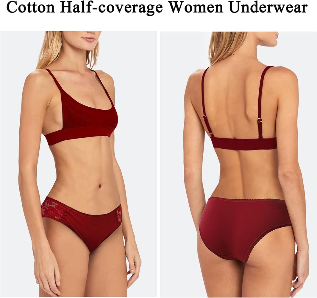 6 Pack Cotton Bikini Pantie Cheeky Underwear Half Back Coverage