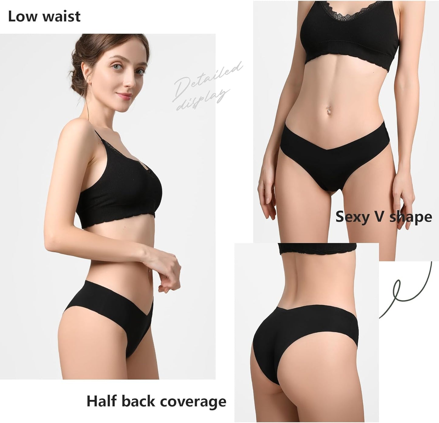 LEVAO Seamless Underwear Women Sexy Invisible No Show Cheeky Bikini Panties V-shaped