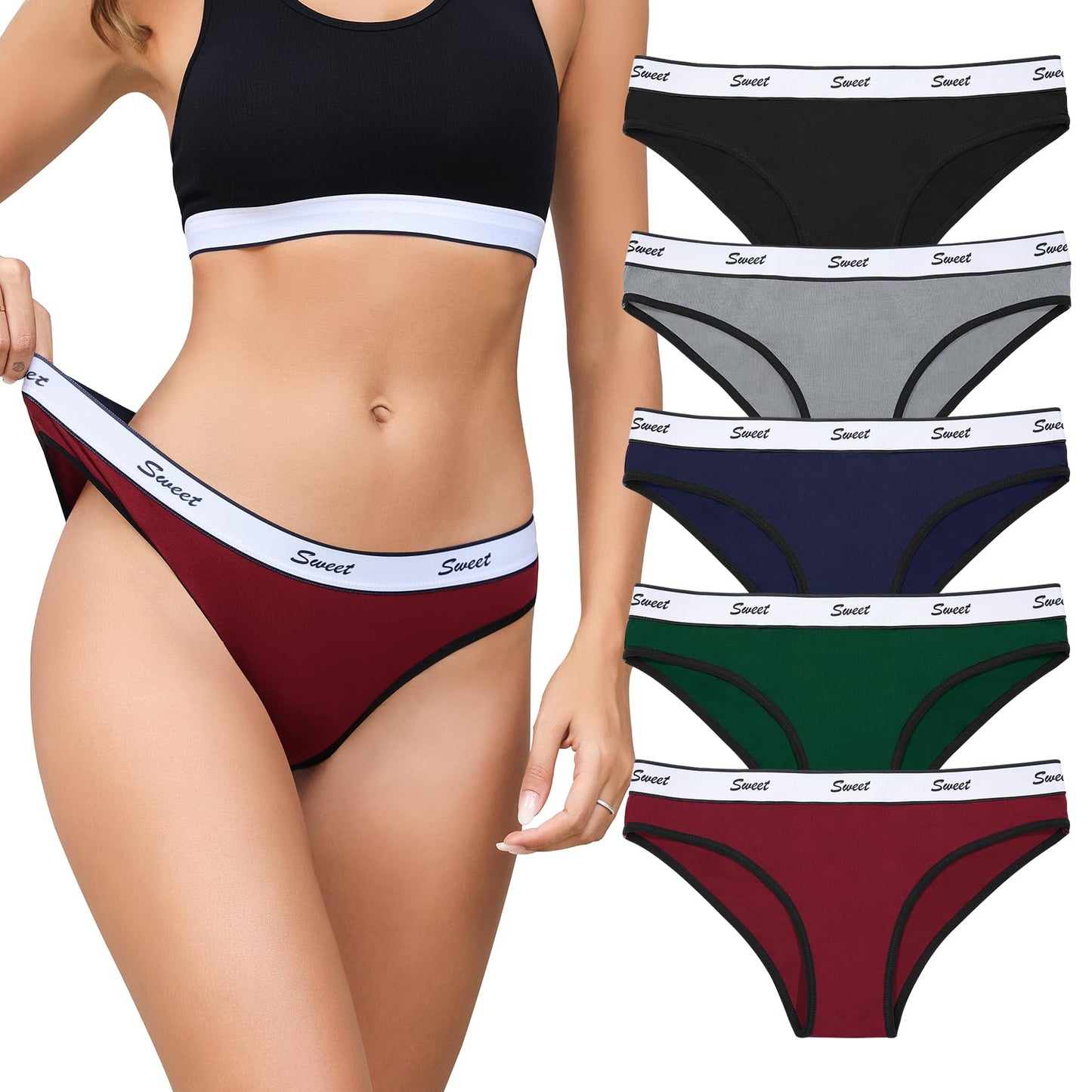 Half Back Coverage Panties Cotton Underwear Low Rise Bikini
