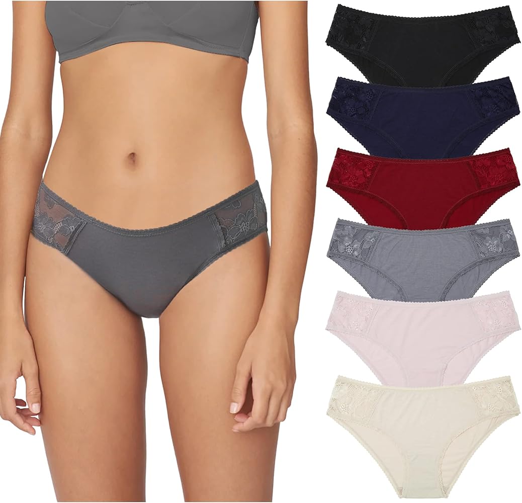 6 Pack Cotton Bikini Pantie Cheeky Underwear Half Back Coverage