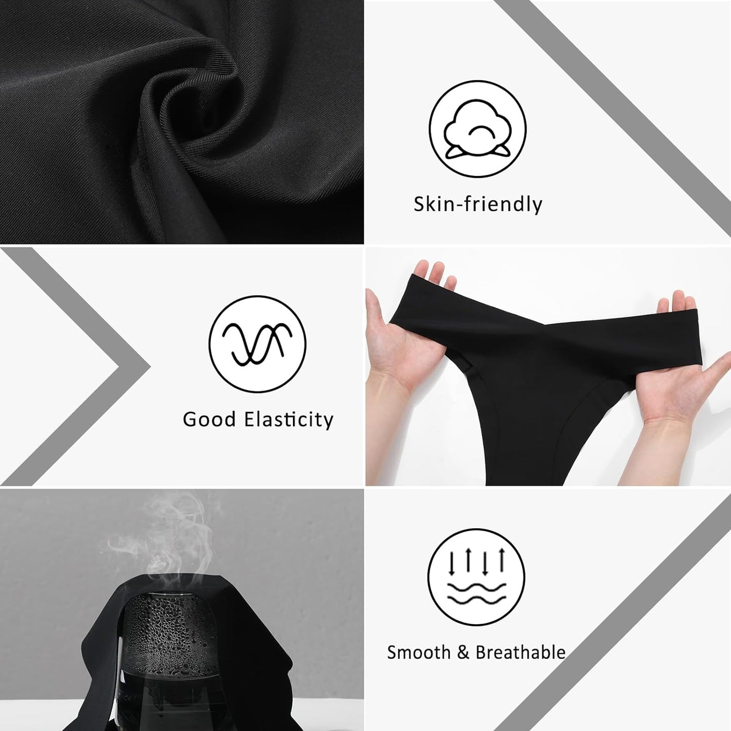 Sexy V-waisted Wavy Sides G-String Panties 7 Pack-Seamless Thongs for Women