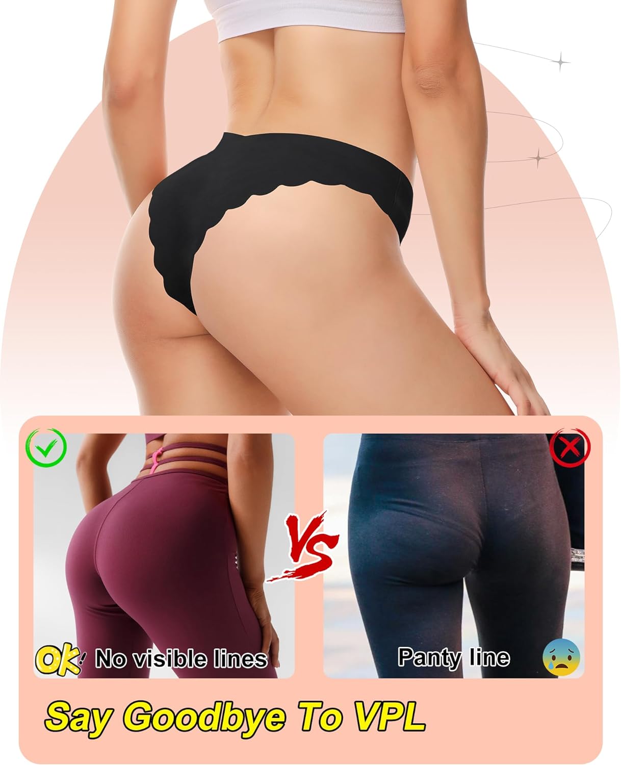 LEVAO Women Seamless Hipster Cheeky Bikini No Show Underwear Sexy Panties