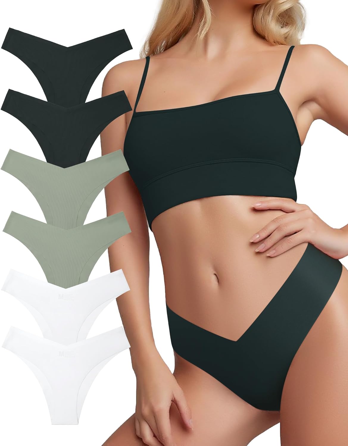 LEVAO Seamless Underwear Women Sexy Invisible No Show Cheeky Bikini Panties V-shaped