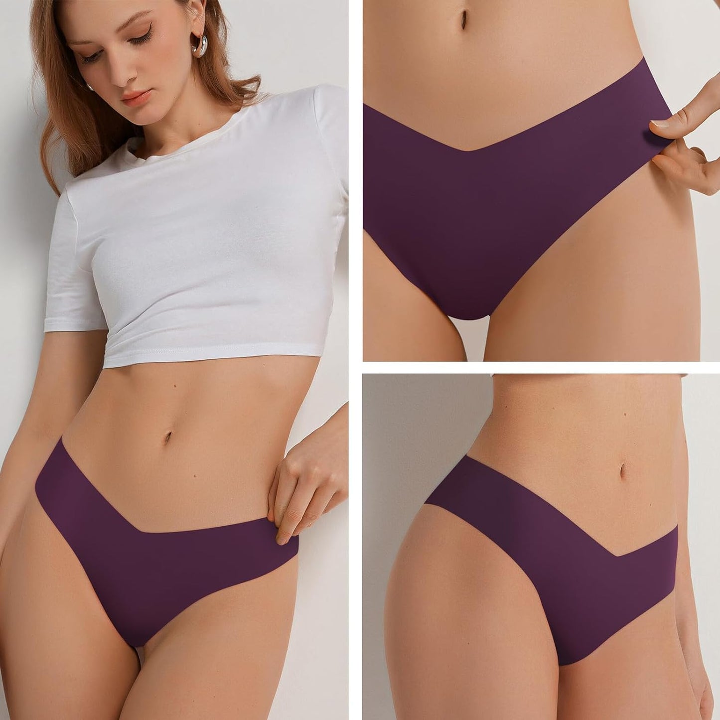 LEVAO Seamless Underwear Women Sexy Invisible No Show Cheeky Bikini Panties V-shaped