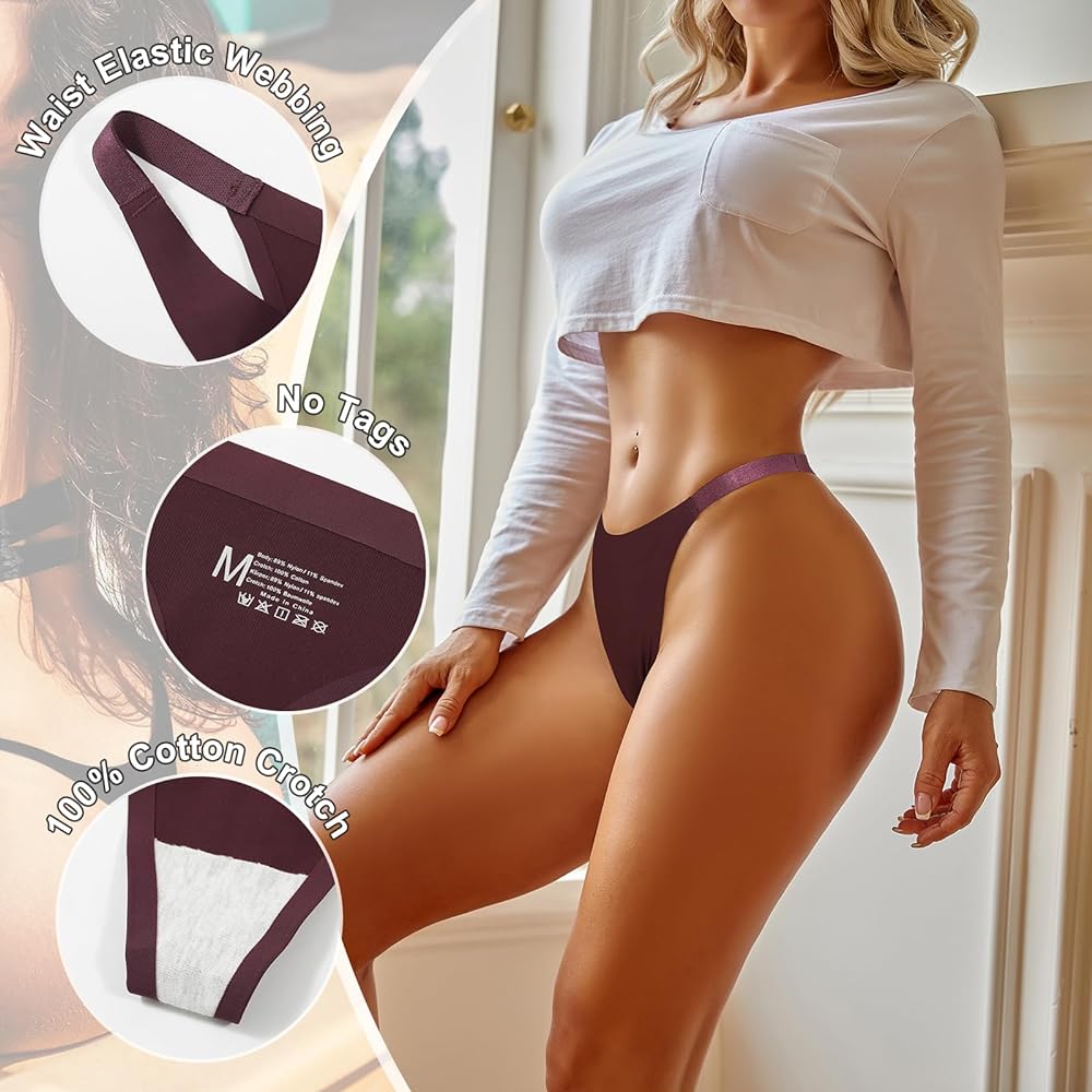LEVAO Seamless Thongs No Show Panties Stretch Printed Underwear