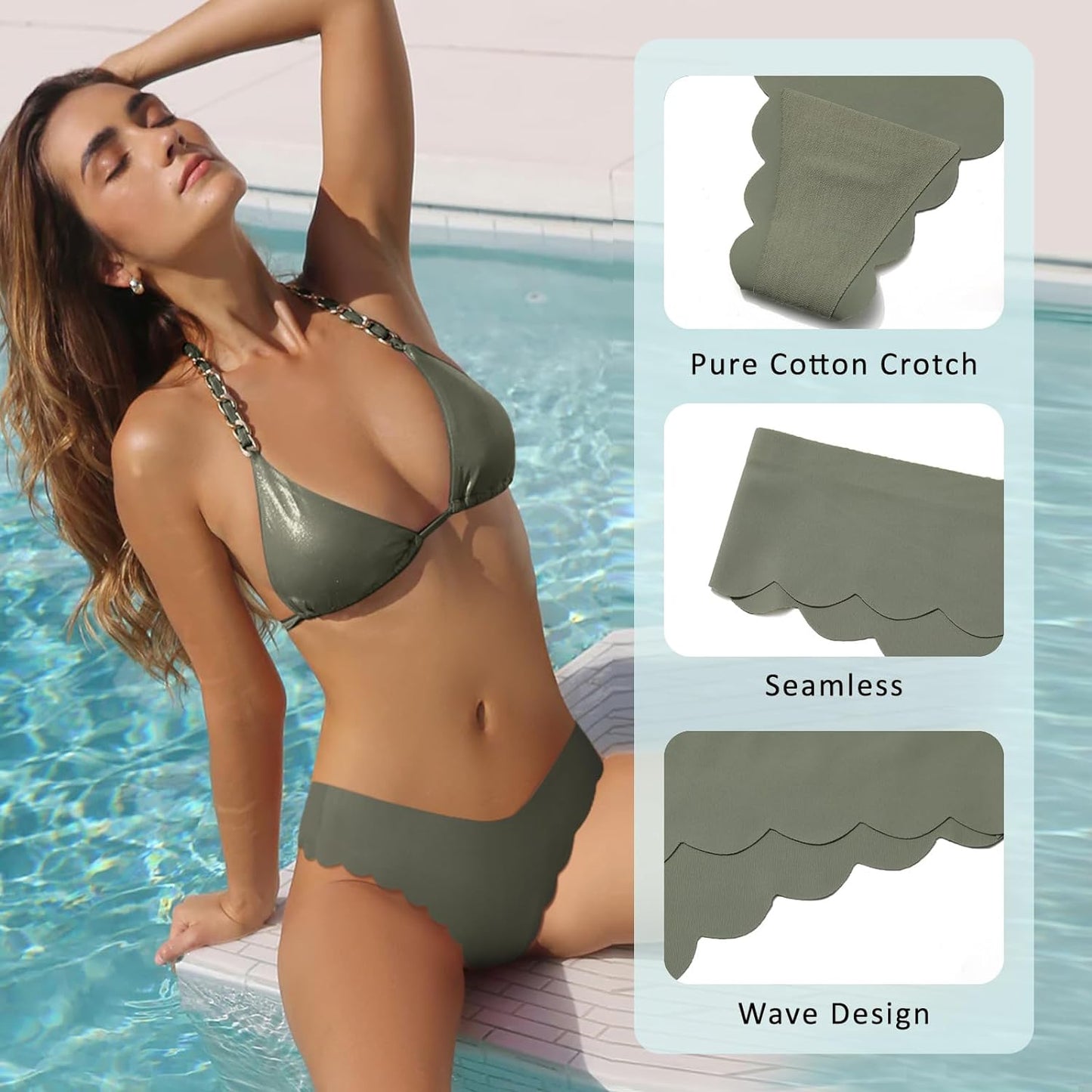 Sexy V-waisted Wavy Sides G-String Panties 7 Pack-Seamless Thongs for Women