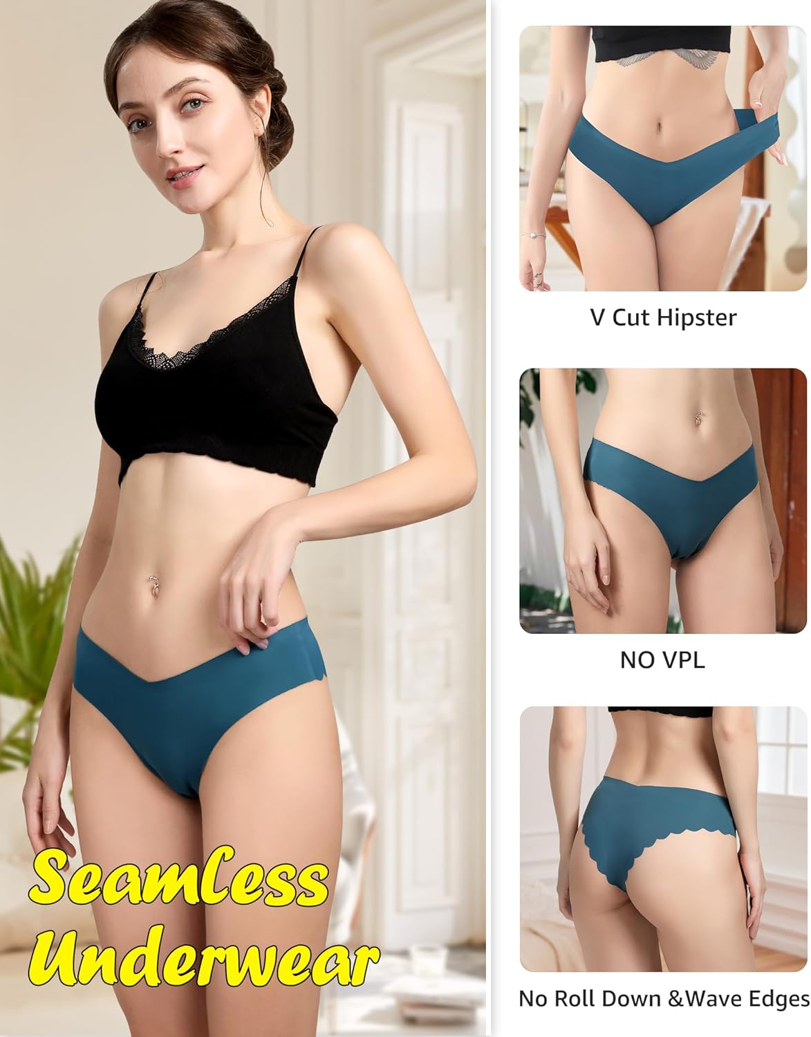 LEVAO Women Seamless Hipster Cheeky Bikini No Show Underwear Sexy Panties