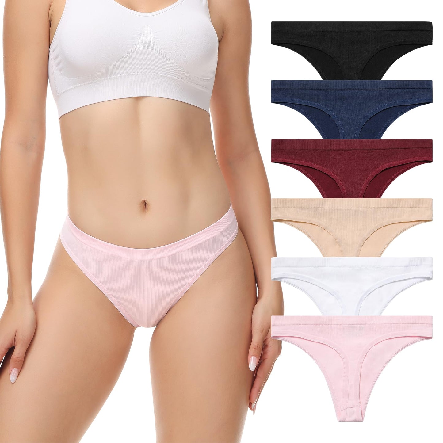 Seamless Thongs for Women No Show Thong Panties Stretch Soft T-Back