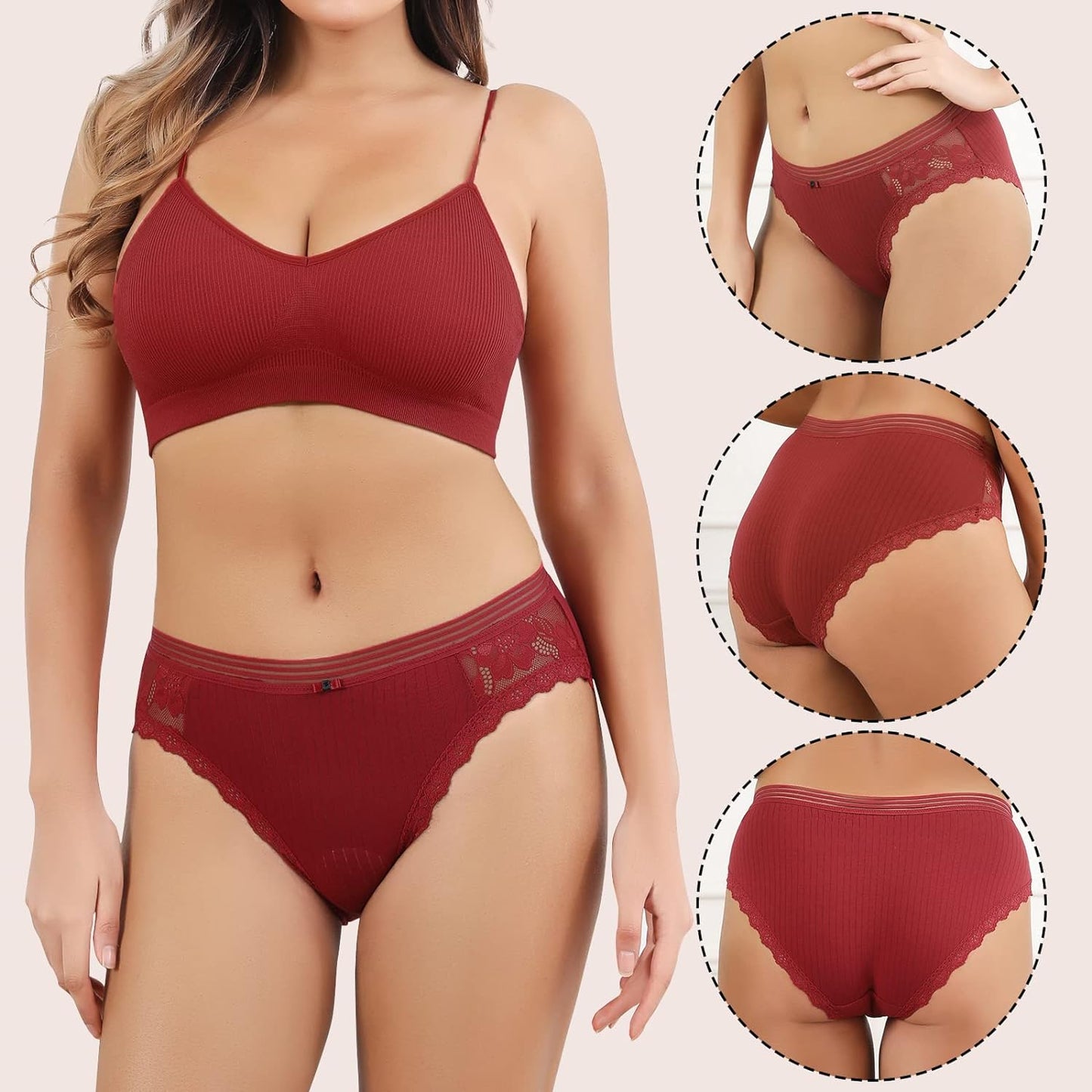 Cotton Underwear Women's Bikini Panties Breathable Hipster Stretch Full Briefs