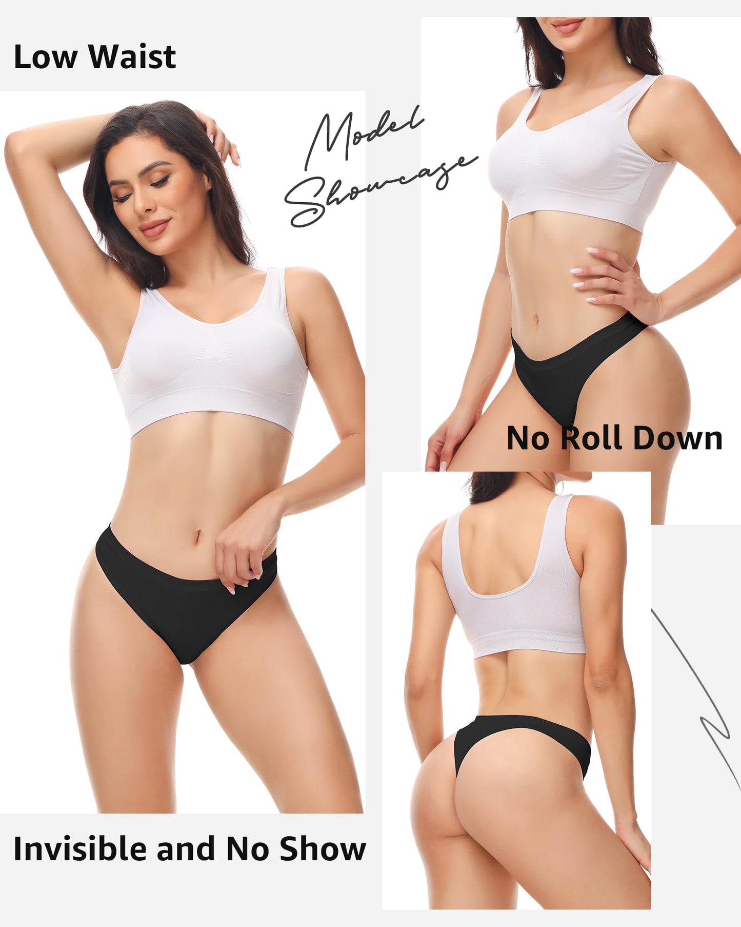 Seamless Thongs for Women No Show Thong Panties Stretch Soft T-Back